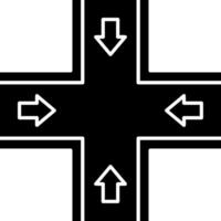 Four Way Intersection Glyph Icon vector