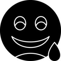 Grinning Face with Sweat Glyph Icon vector