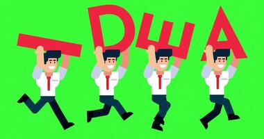 Businessmen Running with Idea Text on Green Screen Background Animation video