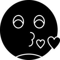 Kissing Face with Smiling Glyph Icon vector