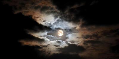 Full Moon Behind Dark Clouds Night Sky photo