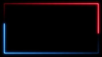 Red and Blue Neon Frame on Black Background video