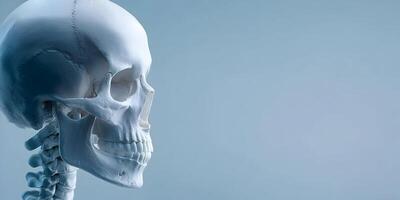 a human skeleton with a skeleton in front of it photo