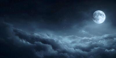 Night Sky with Full Moon and Clouds Starscape Background photo