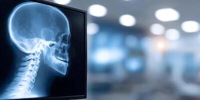 Side Profile Human Skull XRay Image Medical Scan photo