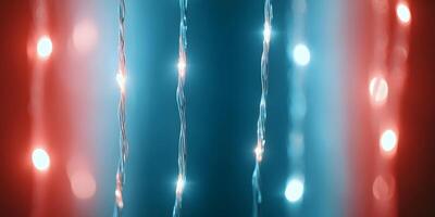 Abstract Red and Blue Glowing String Lights Background photo