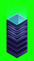 Isometric futuristic server animation. Isometric database or data center. Abstract blockchain. Computer storage. Cloud storage. 4K. video