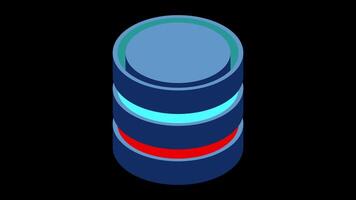 Isometric cloud database animation. Cloud computing and file cloud storage. Modern technology. Motion graphic. Transparent background with alpha, video
