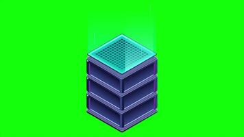 Isometric futuristic server animation. Isometric database or data center. Abstract blockchain. Computer storage. Cloud storage. 4K, video