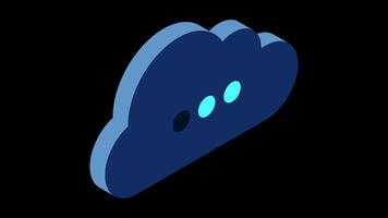 Isometric cloud database animation. Cloud computing and file cloud storage. Modern technology. Motion graphic. Transparent background video