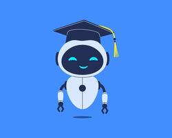 Cute robot in mortarboard. character for education, academic tech and learning themes vector