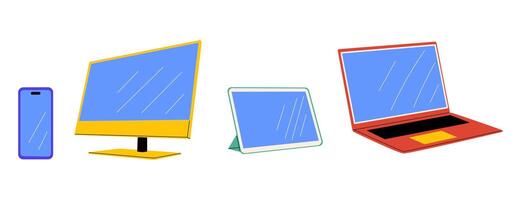 Set of bright gadgets with modern design. illustration for technology, electronics and devices vector