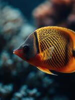 A vivid butterflyfish with beautiful and complicated scale art photo