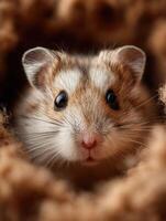 A very small serene dwarf hamster in a tranquil portrait now photo