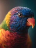 An intelligent looking parrot gazes thoughtfully nearly speaking photo