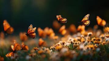Beautiful Butterflies Soar Freely In Sunny Open Meadow photo