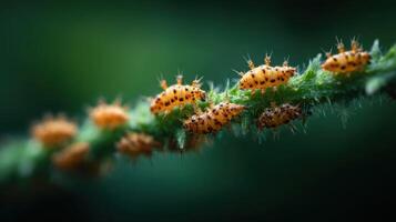 Cluster Of Ladybug Nymphs Attached To A Plant Shoot photo