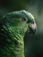 An experienced parrot with an intelligent and reflective stare photo