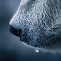 Close Up Of Water Droplet Resting On Textured Polar Bear Pelt photo