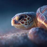Detail Of Sand Speck Adhering To Smooth Ocean Turtle Skin Macro photo