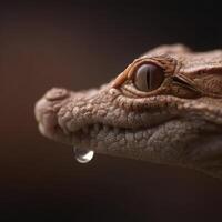 Infant Crocodile With Water On Its Coarse Protective Scales photo