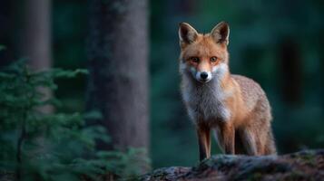 Forest Fox Leaves Its Scent On A Weathered Tree Stump Carefully photo
