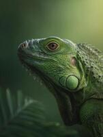 Green Iguana With A Serene Expression Gazing From Tree photo