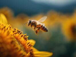 Honey Making Insect Touches Down On Sunflower Disc photo