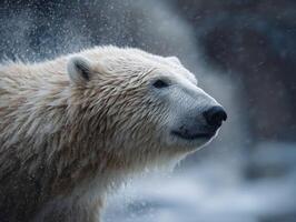 Impressive Ursus Maritimus Dries Itself By Shaking Body Rapidly photo
