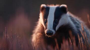 Nocturnal Badger Actively Seeks Out Roots To Eat In Darkness photo