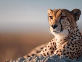 Quick Cheetah Uses Termite Nest As A Savanna Vantage Point photo