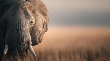 Relaxed Bush Elephant Enjoys A Meal In Its Grassland Habitat photo