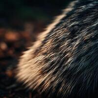 Natural Coarse Fur Of A Badger Marked With Bits Of Dirt photo