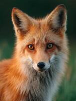 Red Fox Shows Keen Interest Gazing Across Summer Grassland photo