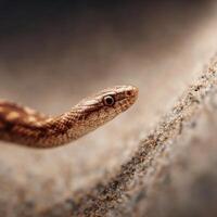 Small Snake With Sand Dust On Its Smooth Scaled Body photo