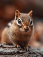 Small Rodent Chipmunk With Cheeks Packed Full Of Nuts Or Seeds photo