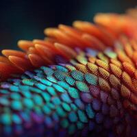 The shining patterned scales of a vivid anemonefish photo