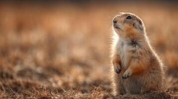 Watchful sentinel prairie dog shows playful behavior on the plains photo