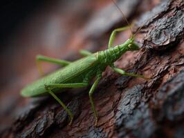 Stick Insect Blends With Tree Bark While Moving Carefully photo