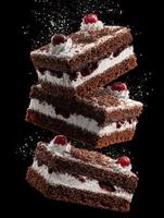 A Luxurious Slice Of Black Forest Cake Tumbling photo