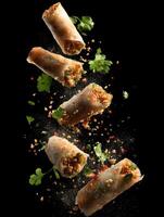 A Downward Tumble Of Fresh Goi Cuon Rolls photo