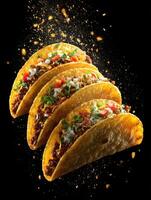 A Mexican Celebration With Falling Taco Pieces And Energetic Sparkles photo