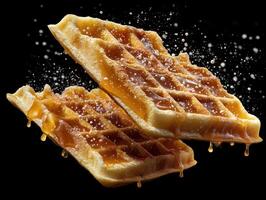 A Shower Of Golden Belgian Waffles And Berries photo