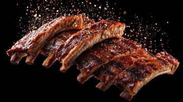 A Downward Tumble Of Saucy And Smoky Bbq Ribs photo