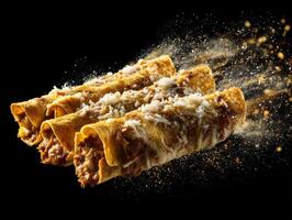 A Downward Motion Of Cheesy And Saucy Enchilada photo