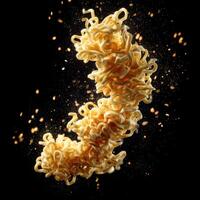 An Isolated View Of Warm Sparkles And Falling Comfort Ramen Noodles photo