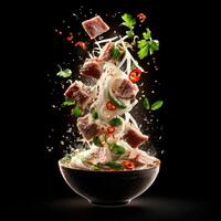 Genuine Pho Ingredients In Motion With Understated Sparkles An Isolated View photo