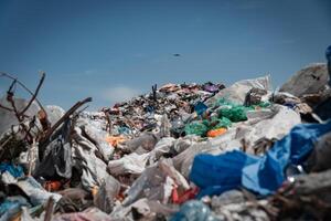 Close-up of garbage in a landfill. Waste dump photo