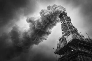Black and white photo of an oil refinery