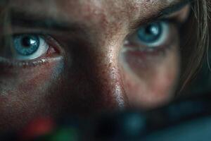 A close up of a woman's eyes photo